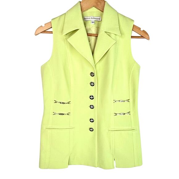 Nicole Alexander Lime Green Chain Vest 4 - Picture 1 of 9